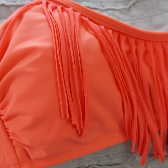 Xhilaration large orange fringe bathing suit top - Picture 4 of 6